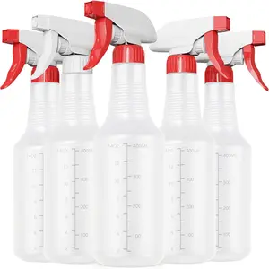 Spray Bottle (5 Pack,16 Oz) with Measurements and Adjustable Nozzle(Mist & Stream Mode), HDPE Plastic Spray Bottles for Cleaning Solution, Household/Commercial/Industrial Use, No Leak and Clog