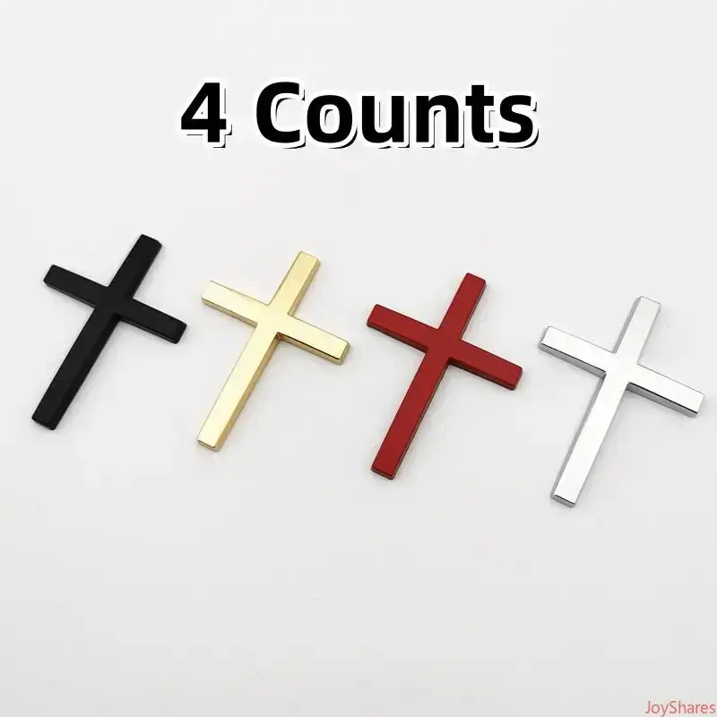 4 Pcs Christian Cross Decal Set - Faith-Based Waterproof & Durable Stickers in a 4-Color Pack for Cars, SUVs & Motorcycles, Vehicles, Fabric, Anti-Scratch, Inspirational, Decoration, Cross Shape, Water Resistant, Tool-Free, Toolless Install