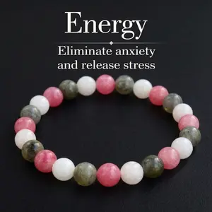 Anxiety Relief Bracelet for Women, Bring Peace And Good Luck Energy, Healing Crystal Beaded Bracelet for Stress & Calming, Handmade Stretch Yoga Jewelry Gift for Mom, Wife, Daughter, Spiritual Self Care Gifts for Her Artificial Design Elastic Band Summerv
