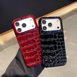 Luxury Advanced Glossy Crocodile Skin Pattern Phone Case For iPhone 17 16 15 14 Plus 13 12 11 Pro Max XS MAS XR Protect Cover