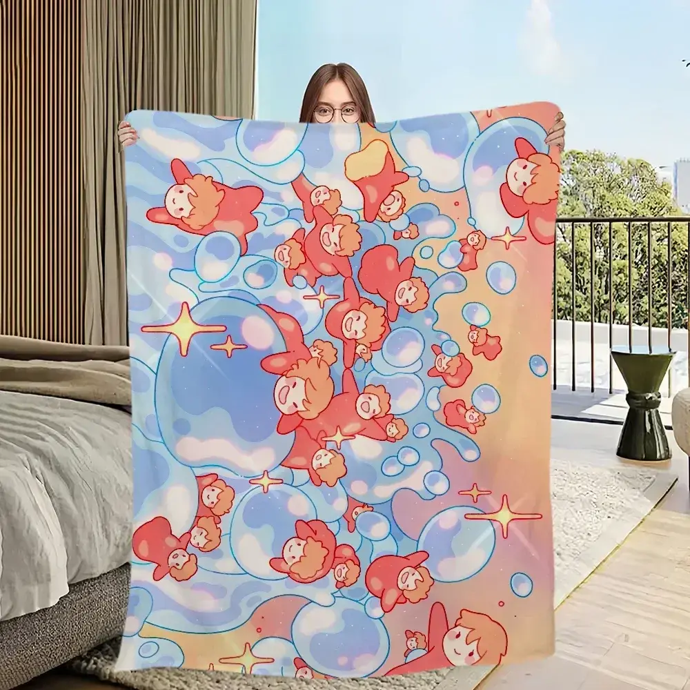 Cartoon-printed flannel throw blanket - Soft, comfortable and warm, this plush decorative sofa blanket is suitable for bedrooms, travel, gift home textiles, and cartoon-printed blankets.