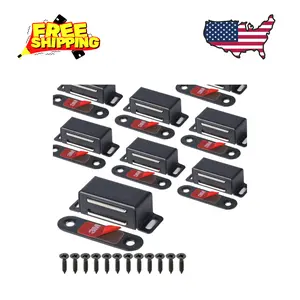 Cabinet Magnetic Door Catch Stainless Steel Door Magnet 20 lbs (Black 8 Pack)