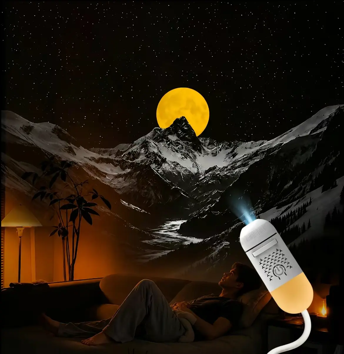 Galaxy Projector Night Light, 2 in 1 Wall Mural Projection Lamp with 6 Interchangeable Mural Films, Eiffel Tower, Ferris Wheel, Cats, Dogs & Scenery, 360° Focusable Dimmable Ambient Light for Bedroom Kids Room Decor