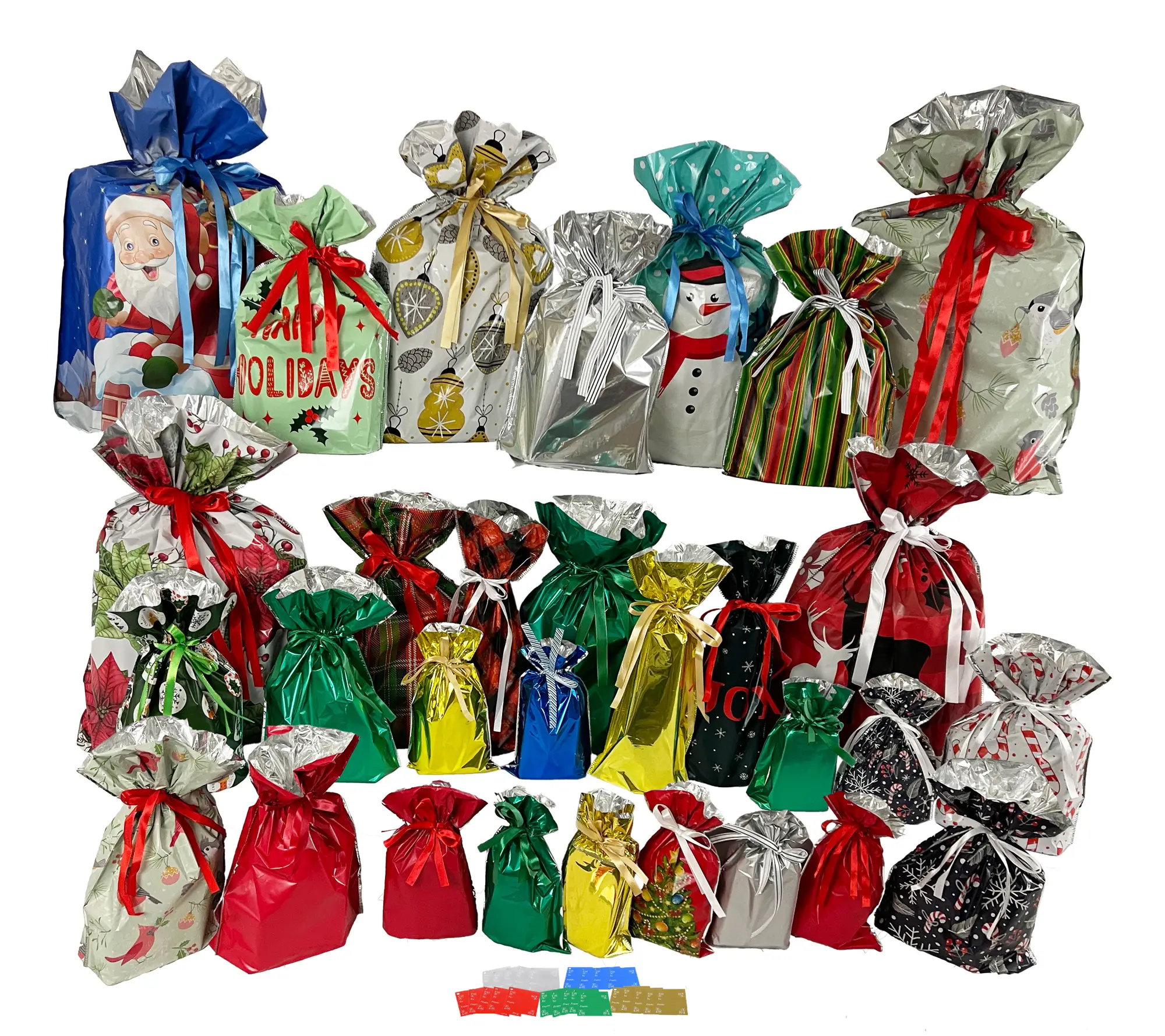 GiftMate 60-Piece Holiday Value Set: 30 Gift Bags & 30 Tags