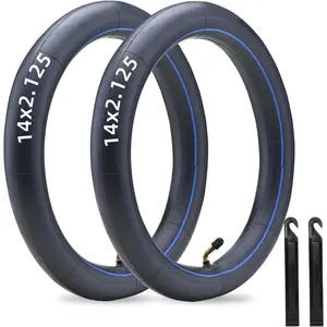 (2-Pack) 14x2.125 Heavy-Duty Inner Tubes with CR202 Bent Valve Stem for Electric Scooters and E-Bikes. Includes 2 Tire Levers for Easy Installation