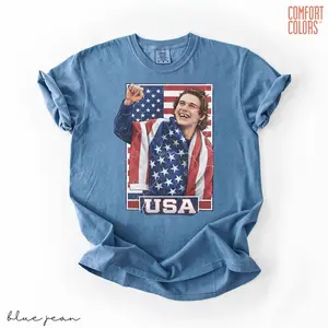 [Sale up to 30%] + [FREE SHIP] Comfort Colors Jack Hughes Usa Gold Hockey T-Shirt, Patriotic hockey Fan Tee, American Hockey Pride Gift