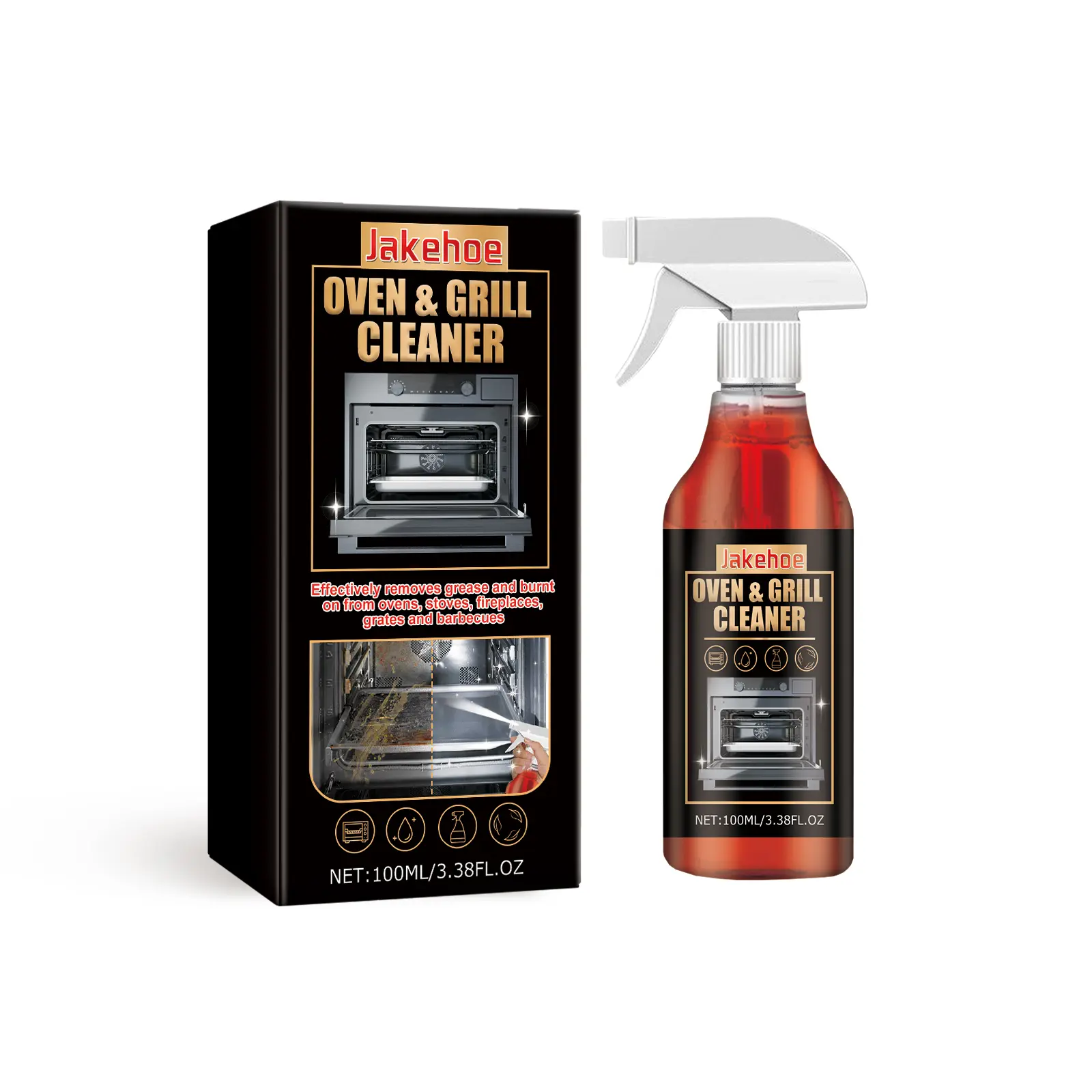 100ml Unscented Ultra-Compact Oven & Grill Cleaning Spray - Home Supplies Household Oven & Grill Cleaner, Safe-Ingredient Grease Dissolver, Deep Cleaning Power, Odor & Stain Remover (0-500ml, Single Unit)