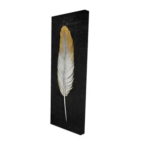 Begin Home Decor 2080-4816-AN487 16 x 48 in. Golden Feather Bohemian Canvas - White Bedroom Wall Decor