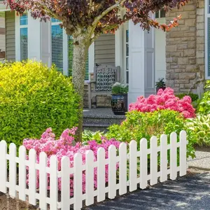 Garden Fence, 5 Counts Plastic Garden Fence with 10 Ground Plugs, Decorative Fence for Home Garden Yard Plants Flowers, Garden Decoration Supplies