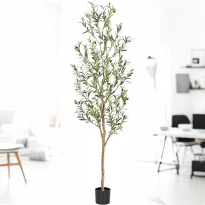 Goldtai Faux Olive Tree ，Olive Trees Artificial Indoo Artificial Olive Tree Faux Potted Plant with Natural Wood Trunk Realistic Olives Ideal for Home Decor Nature Gifts