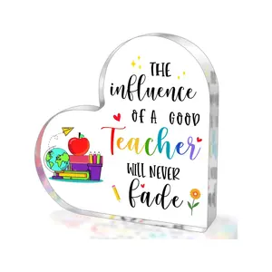 Teacher Appreciation Gift Acrylic Heart Sign Thank You Teacher Keepsake Birthday & Retirement Gift