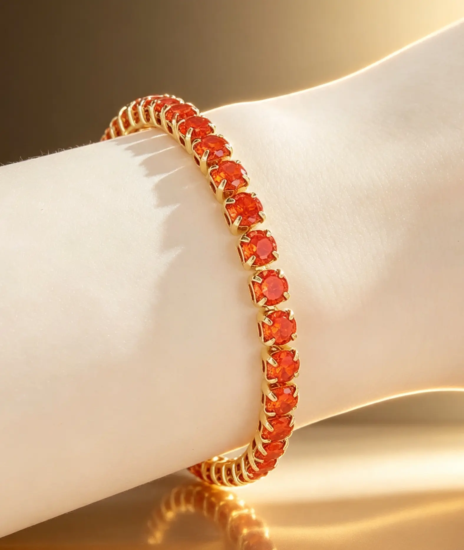 Handmade Orange tennis bracelet