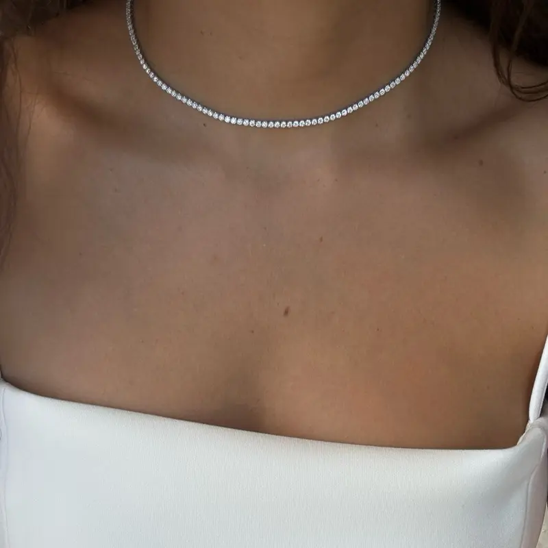 Adjustable Moissanite Tennis Choker Necklace