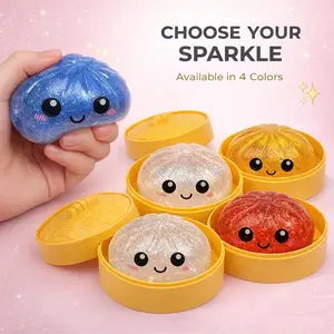 Squishy Dumpling Stress Balls for Adults, Dumpling Squishy Toys for Kids, Dumpling Fidget Sensory Toy,3.15 inches in Diameter Squeeze Dough Ball Stress Relief Toy, Stretchy Stress Ball Squish Toys