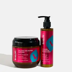 ECOLCHIPRO Collagen Shea Butter Hair Mask & Leave-In Conditioner Set 550ml + 200ml Paraben-Free Sulfate-Free Deep Repair for Dry Damaged Hair All Types Recovery Hair Mask Hydrating Moisturizing Hair Natural Haircare Formula Thicker Stronger Hair