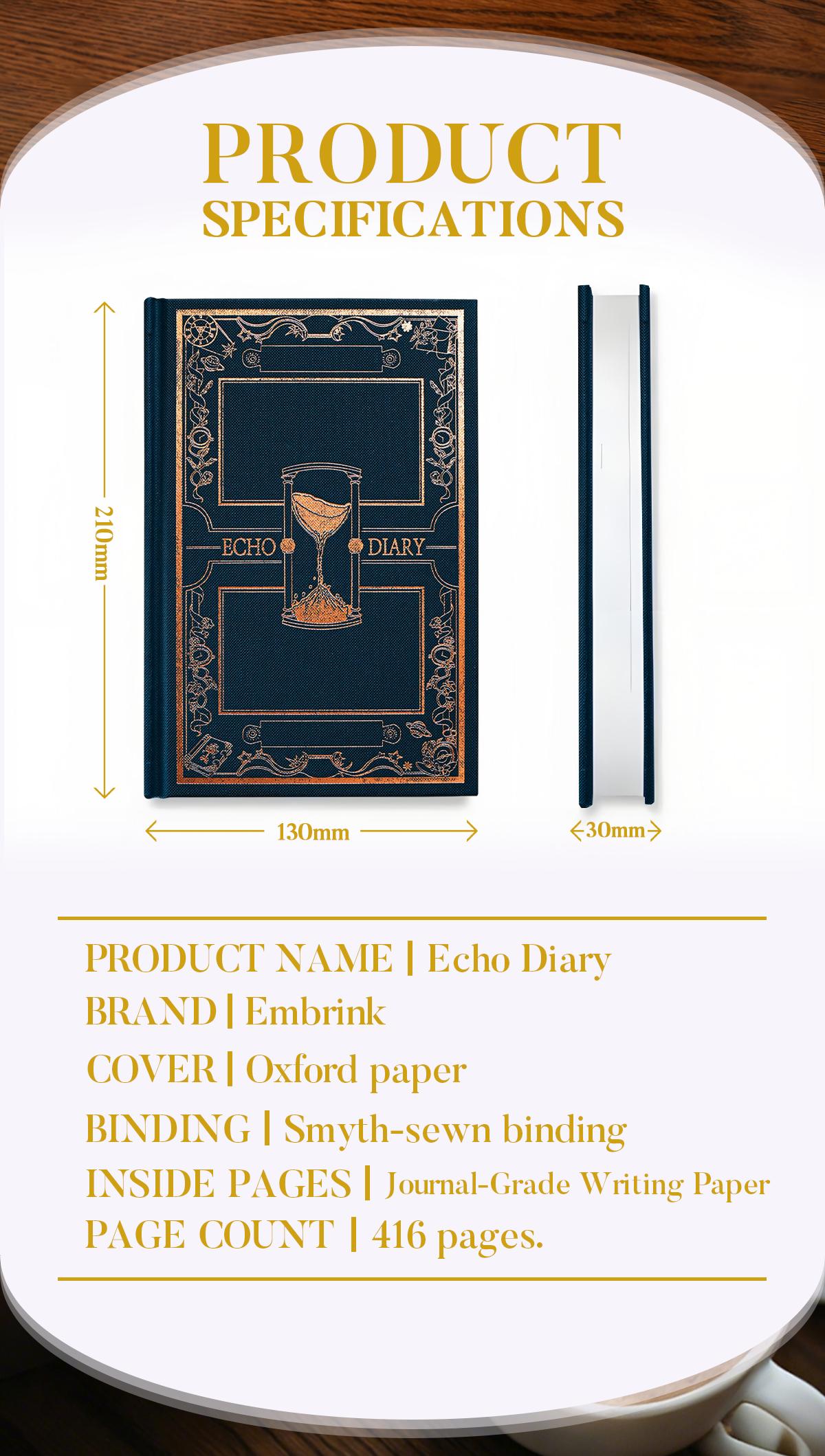 Echo Diary Guided Reflection Journal GTD Planner Hardcover Memory Book Smyth Sewn Lay Flat Notebook with Oxford Paper Scratch Off Weekly Challenges Moire Gift Box Self Growth Journal Daily Writing Diary Time Capsule Journal for Women and Men