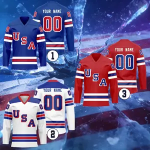 Custom Hockey Jersey Personalized Stitched/Printed Name & Number Fan Apparel, USA Hockey Uniform for Men, Women, Youth, Kids