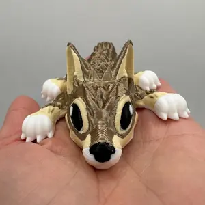 3D Printed Articulated Wolf Pup – CinderWing3D Design | Adorable Posable Fantasy Creature | Unique Desk Toy or Gift