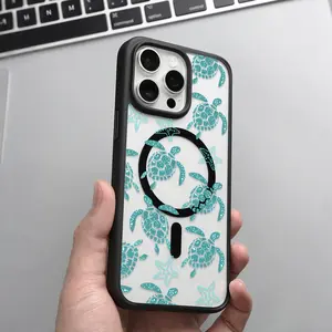 Cute Sea Creature Turtle Pattern Clear Magnetic Phone Case,MagSafe Silicone Bumper Protective Cover For iPhone X 11 12 13 14 15 16 17 Pro Max Plus Air