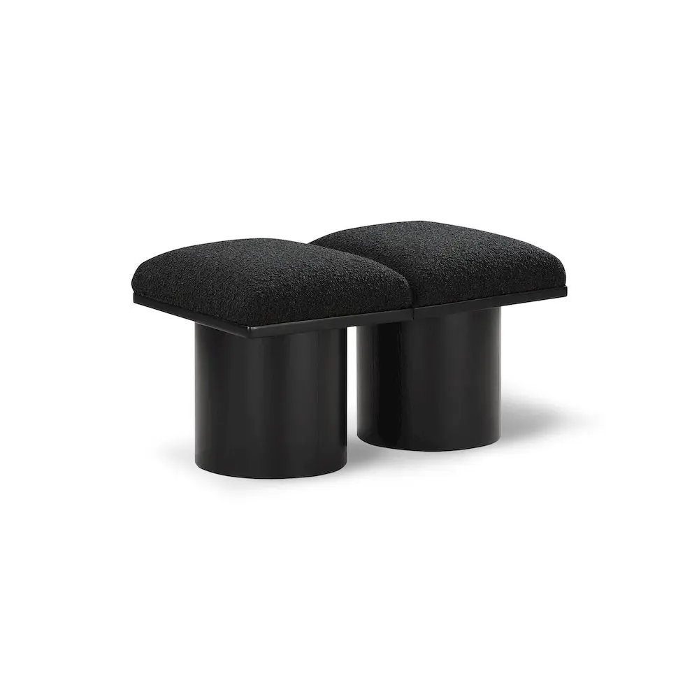 Pavilion Black Boucle Fabric Bench