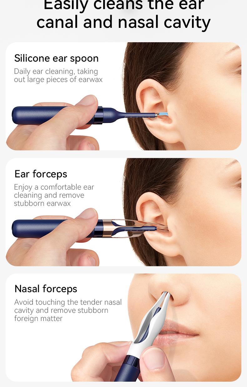 [TiktokShopSpringGlowUp] Smart Visual Ear Wax Removal Tool with 12 Replaceable Tips, HD Ear Camera Cleaning Kit, Professional Portable Ear Cleaner for Kids & Adults, Compatible with iOS & Android