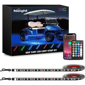 Nilight 2PCS Golf Cart Underbody Lights Kit RGB Multi-Mode LED Neon Accent Lighting Lamp APP Remote Control Sound Active Music Sync IP67 Waterproof 12V-66V for EZGO Yamaha Club Car