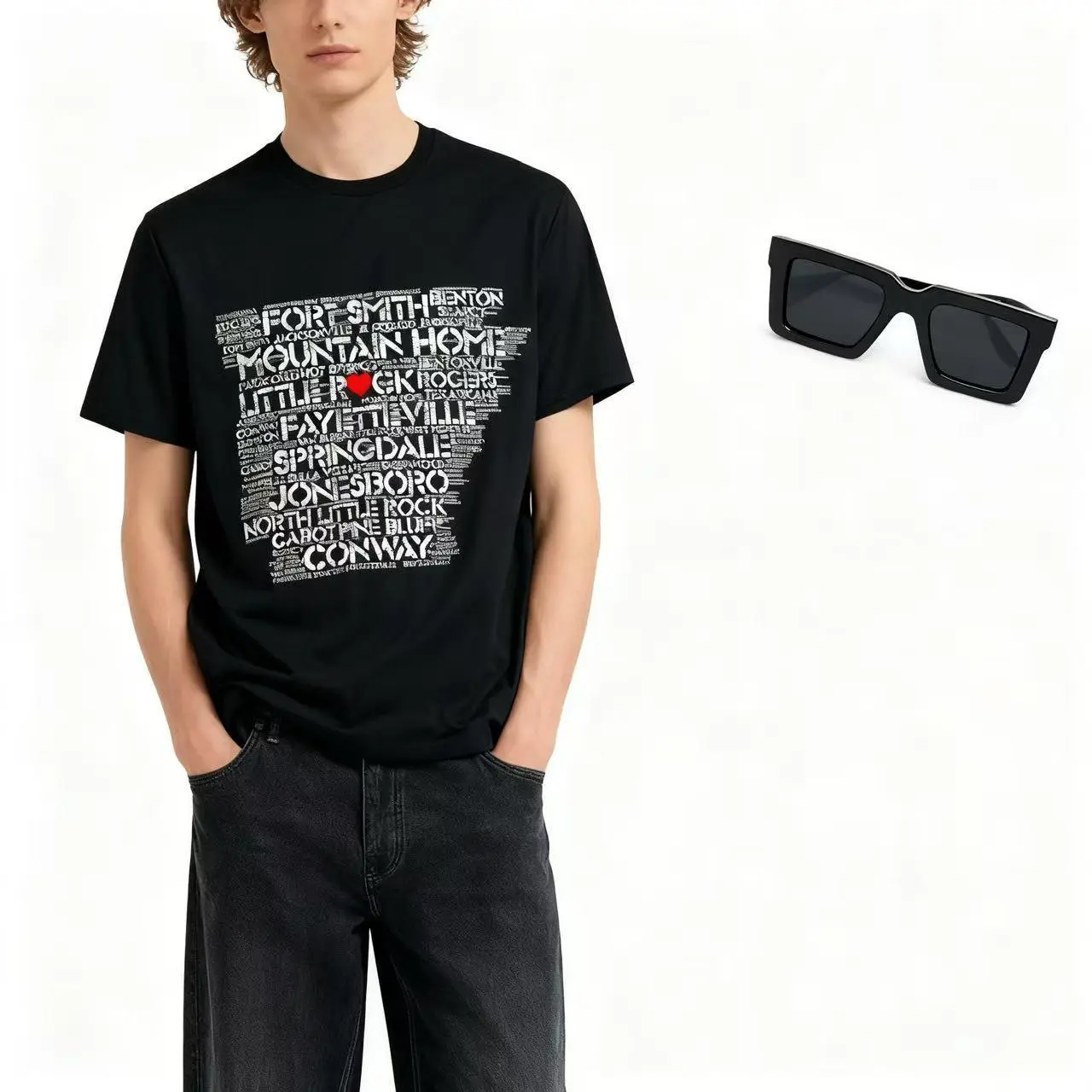 Arkansas Razorback State Graphic Tee | Unisex Soft Cotton Short-Sleeve T-Shirt with State Map Art, Breathable Round Neck Top, Tops, Casual, Love, Outdoor Wear, Lightweight, State Map Graphic