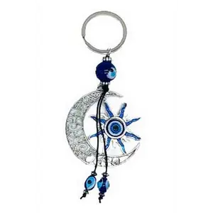 Sun &amp; Moon Evil Eye Keychain — Protection Charm for Daily Carry
