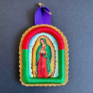 Peruvian Detente Virgen de Guadalupe & Señor de los Milagros Colorful Religious Ornaments Catholicism Universal Fabric Various Sizes Small to Extra Large