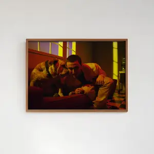Mac Miller Artistic Portrait Poster With Pet Dog – Moody Modern Hip Hop Wall Art Print for Bedroom Studio Music Decor