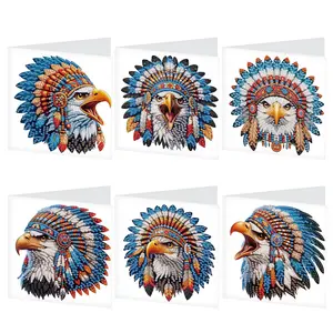 5D Diamond Arts Colorful Painting Greeting Card Kit, 6 Counts/set DIY Diamond Arts Colorful Painting Greeting Card with Envelope, DIY Diamond Art Crafts Birthday Cards