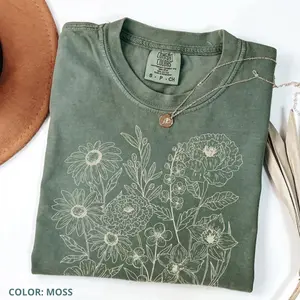 Comfort Colors Vintage Pressed Flowers Shirt, Boho Cottagecore Shirt, Botanical Floral Tee Wildflowers Shirt Gift for Gardener Floral Shirt Women's Autumn