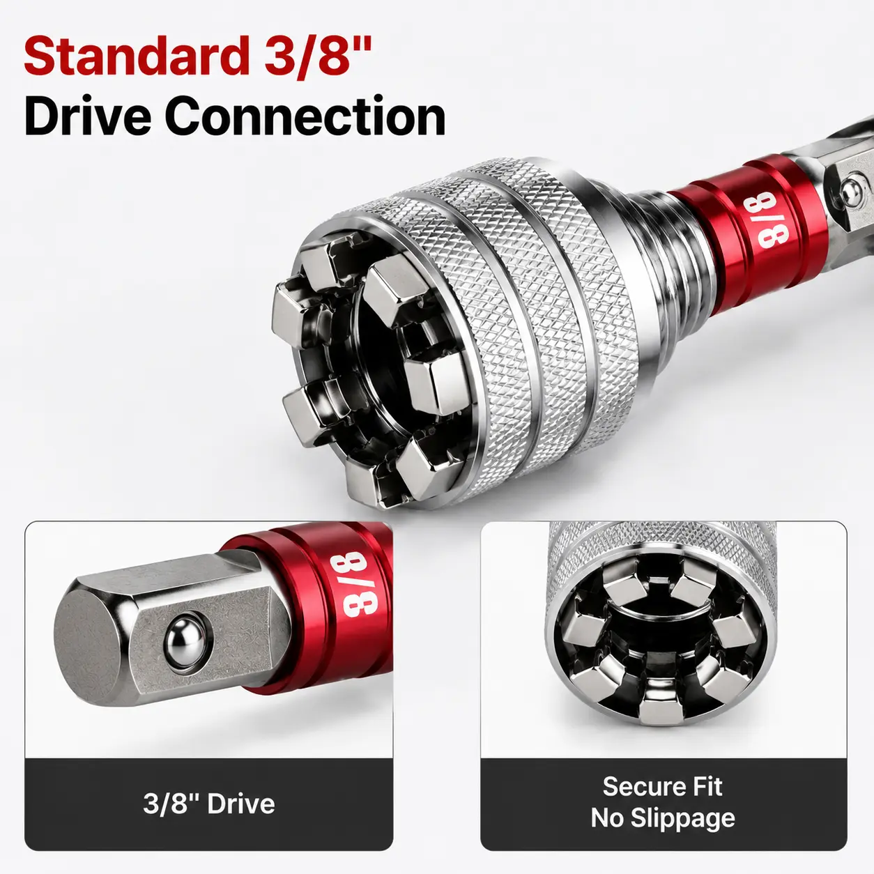 Adjustable universal socket wrench, multi-functional universal socket wrench tool - universal repair tool, 3/8" drive ratchet torque wrench and universal socket wrench for electric drills