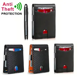 Ultra-Thin Microfiber RFID Blocking Men's Bifold Wallet with 12 Card Slots, Money Clip, ID Window, Minimalist Design, Large Capacity, Easy Carry, 2 PCS