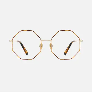「TIJN-Dopamine-Duncan」 Metal Glasses for Women Octagon Slim Line Structure Full Rim Unisex Style Eyeglasses