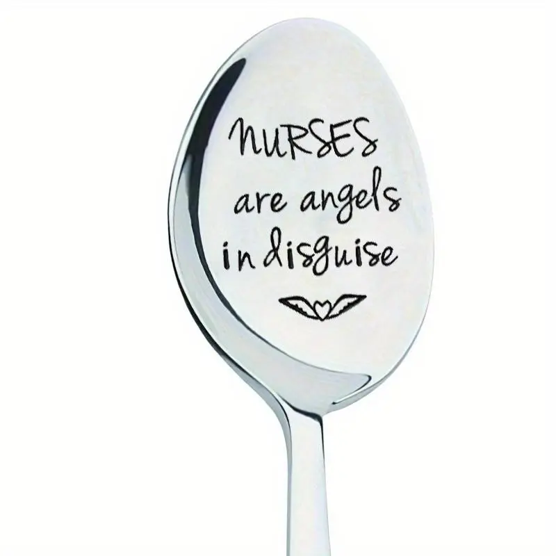 Nurse Themed Spoon, Stainless Steel Coffee Spoon, Laser Engraved Spoon, Gift for Nurse, Coffee Spoon for Home Kitchen, Coffee Shop, Tableware, Cutlery