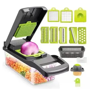 Kitchen 14 in 1 Multifunctional  Chopper, Veggie Slicer Dicer Cutter, Pro Onion Chopper with 8 Blades and Container for Carrot and Garlic vegetable fish
