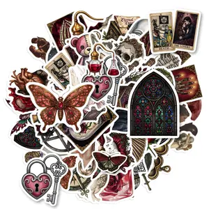 50pcs Dark Gothic Rose Skull Graffiti Stickers, Office Stickers, Notebook Stickers, High-Value Positive Energy Gifts for Decorating Journals, Scrapbooks, Computers, Water Bottles, Cars, Etc.