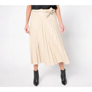 nicole by Nicole Miller Faux-Leather Self-Belted Midi Skirt