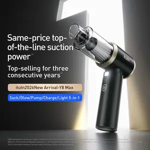 itutn car vacuum/blower Y8-plus, 5-in-1 Mini Vacuum Cleaner Cordless & Air Duster ,15000Pa Powerful Suction, Handheld Portable Vacuum For Car, Home, PC, Keyboard, Desk, Pet Hair Cleaning