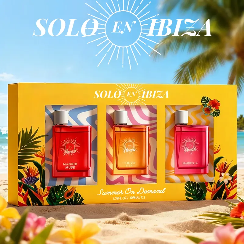 Women's SOLO EN IBIZA 3-Piece Perfume Gift Set - Eau De Parfum Fragrance Sprays with 3 Different Scents (Vanilla-Infused), Long-Lasting, 1.02 Fl Oz/Bottle, Ideal for Holiday Gifts, Daily Use, Perfume Gift Sets