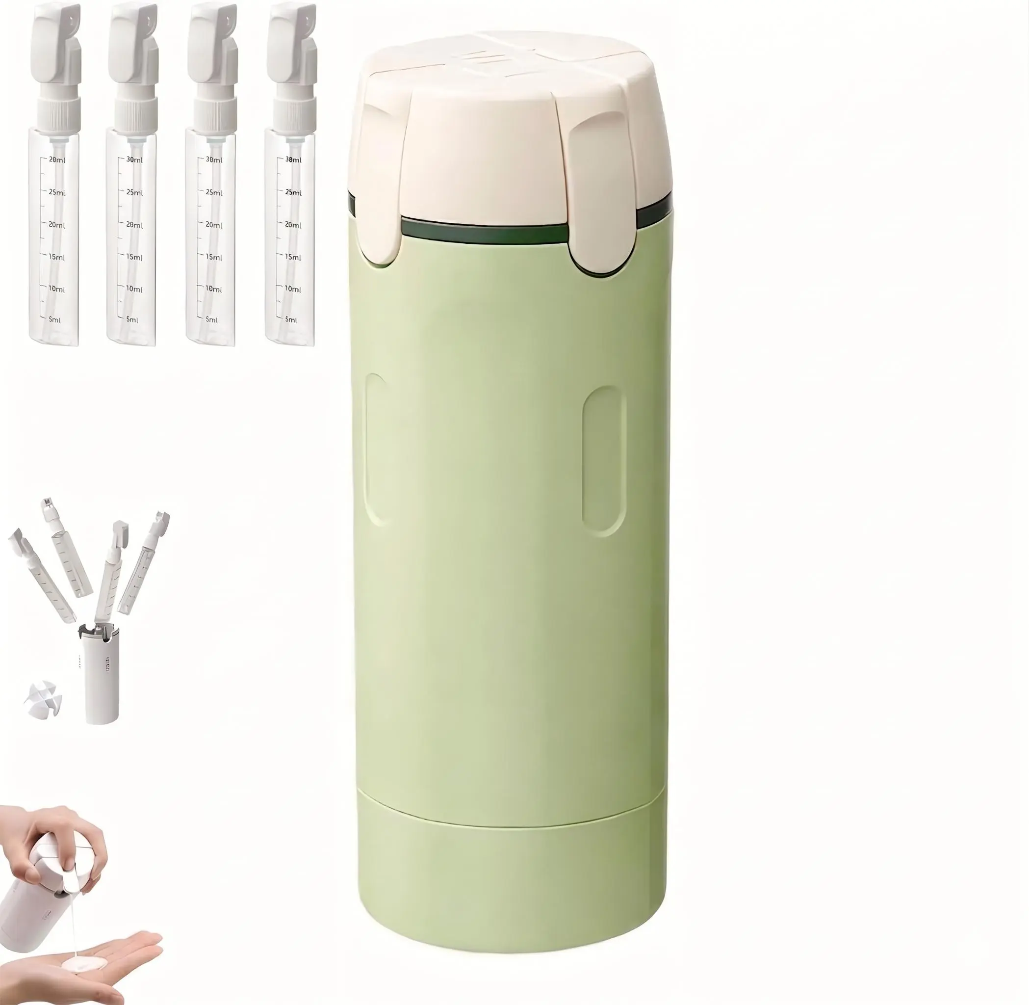 ️ [Save 80% Luggage Space] Ultimate 4-in-1 Travel Dispenser Bottle, Say Goodbye to Bulky Bags!