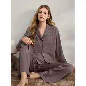 Women's casual autumn and winter sleepwear set, made of soft and skin friendly fabric, with long sleeved collar design, suitable for indoor and outdoor wear, two-piece sleepwear, home wearRAIMENTRY