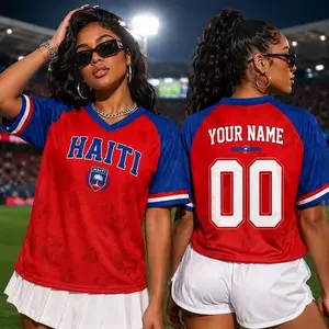 Custom Haiti Soccer Jersey, Personalized Haiti Soccer Jersey Crop Tee, Festival Shirt, Football Fan, Custom Haiti Jersey Shirt