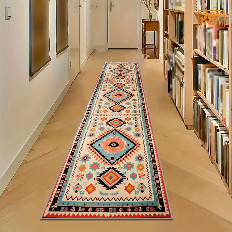 Joyfinity Golden Velvet Moroccan Style Indoor Carpet - Rubber-Backed, Machine Washable, Soft-Touch Decorative Long Floor Rug for Kitchen, Bedroom Bedside