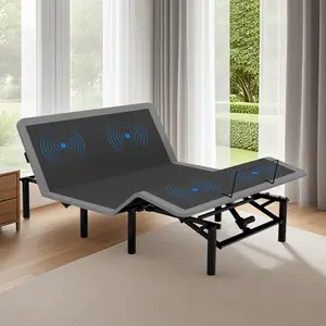 Adjustable Bed Frame with Massage Head & Foot Incline Queen Size Wireless Remote, two types of USB ports: Type-A and Type-C, LED Night Light, 4 Height-Adjustable Legs Easy assembly    RR