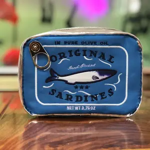 Sardines Can Design Pencil Case, 1 Count Large Capacity Stationery Storage Bag, Creative Personality Makeup Bag, Portable Anti-fall Travel Makeup Bag