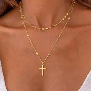 TwinkleTrendz Cross Necklace for Women Dainty 14K Real Silver Gold Plated Layered Cross Pendant Necklace Stack Simple Trendy Cute Charm Choker Necklaces Jewelry Gift for Women Teen Her