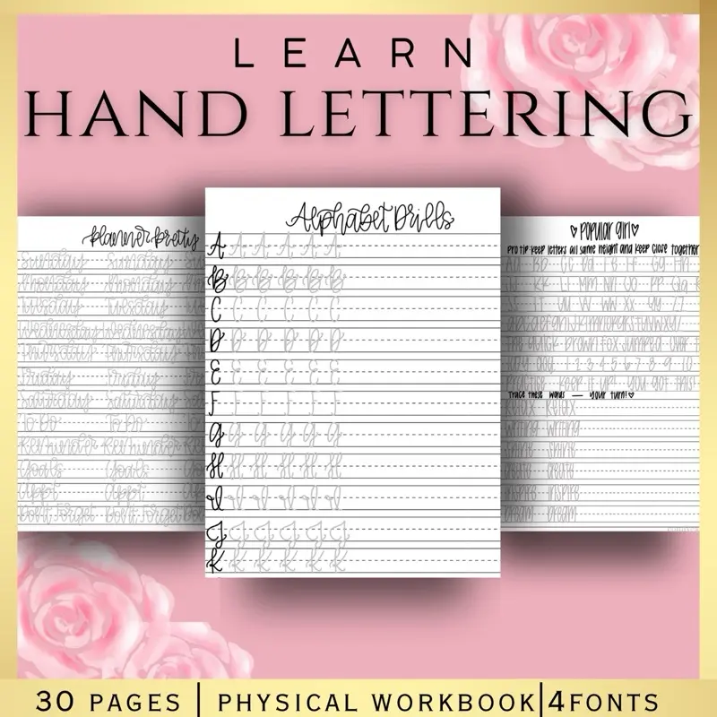 Beginner Hand Lettering Workbook – Calligraphy Practice Sheets ...