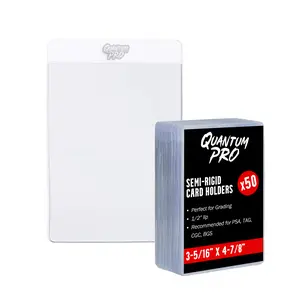Semi Rigid Card Holders - 50 Count - For Trading Cards for PSA, TAG, BGS, CGC - Baseball, Pokemon, Football, Basketball Card Sleeves - 3-5/16" x 4-7/8" Including 1/2" Lip
